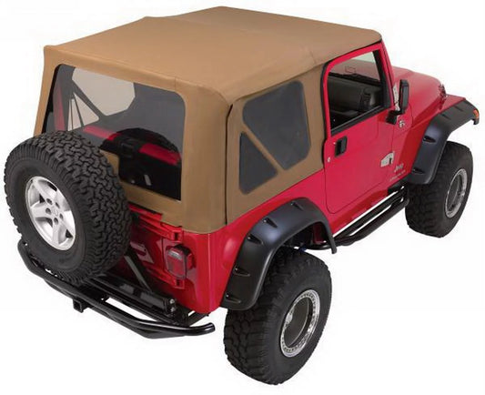 Soft by Steel Khaki Top Frame Kit TJ, 68836 Complete Jeep Hardware Diamond Doors, W/Tinted For Windows Wrangler RealTruck Full Rampage With 1997-2006 & With