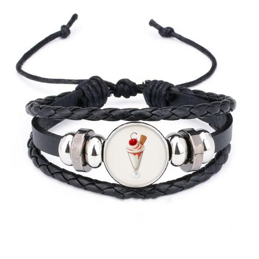 Bracelet Woven Cherry Sweet Wristband Braided Leather Cup Rope Ice Conical