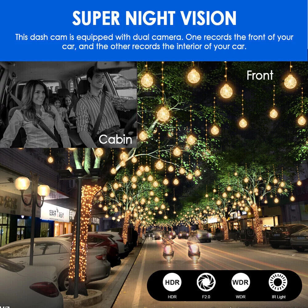 Camera DVR Car 3.16-Inch for Vision Night - Recorder Dual Enhanced Paddsun Safety Lens