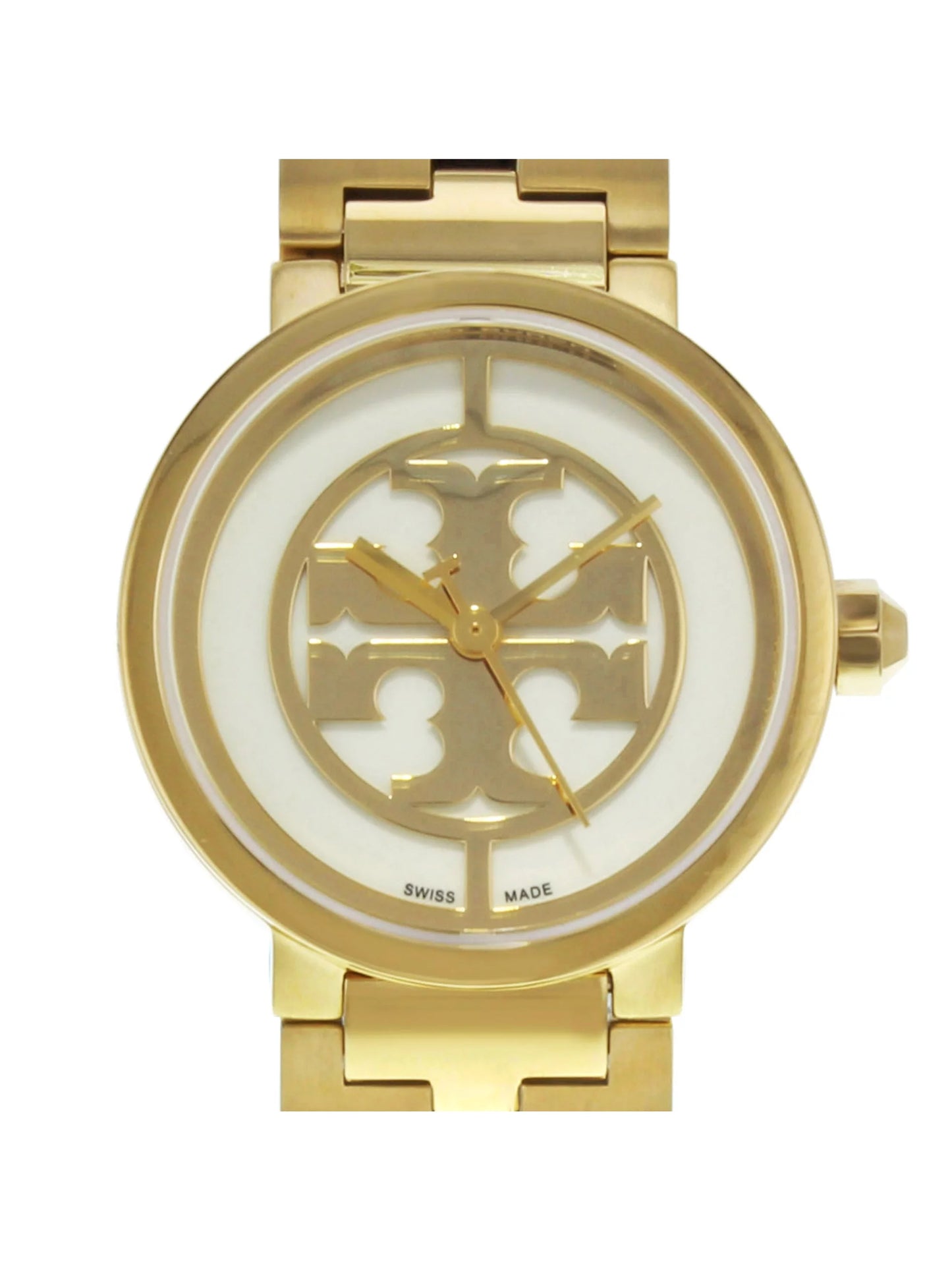 Tone (Good) Gold Burch Quartz Steel Stainless Ladies Reva Tory TRB4030 Watch Pre-Owned 21mm