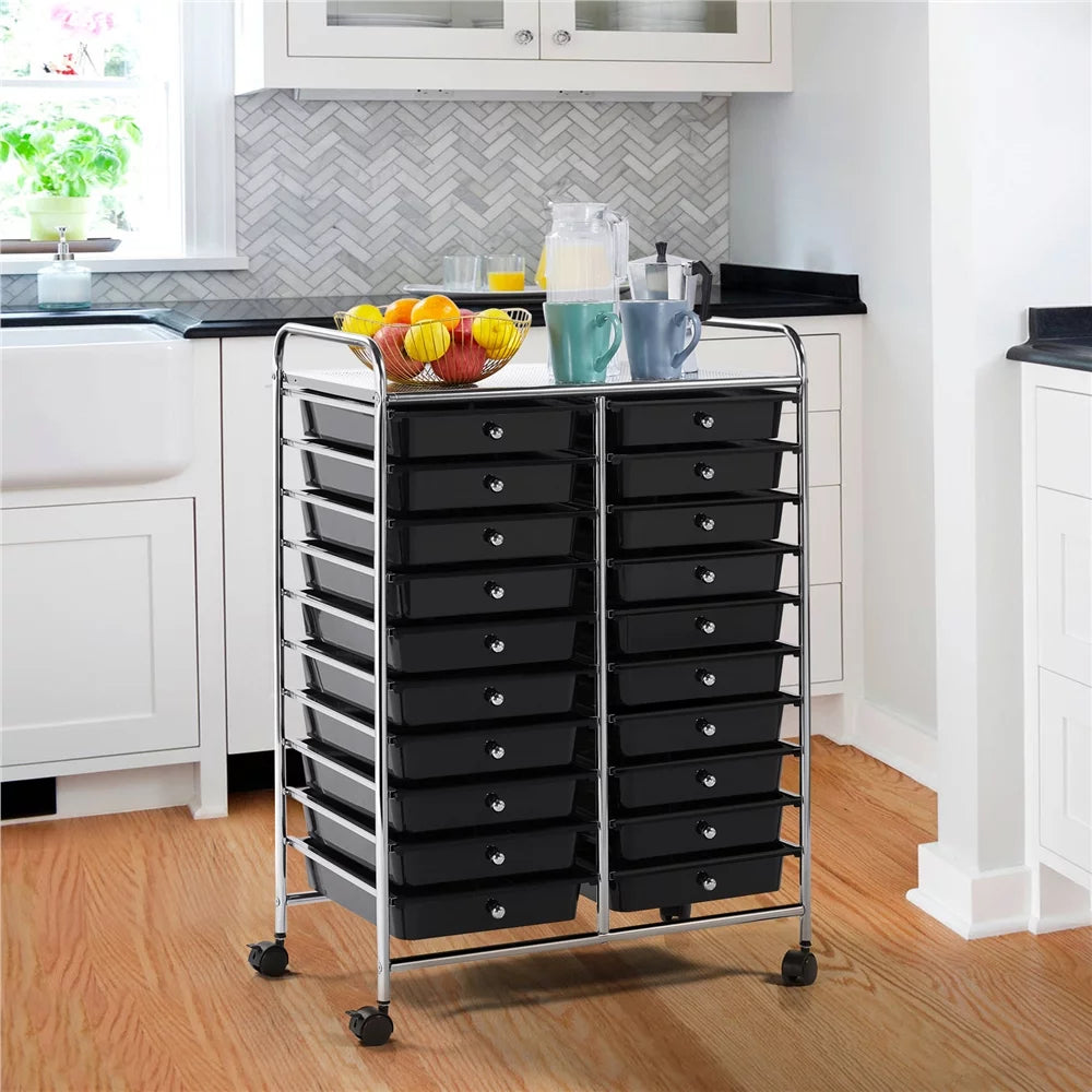 Office Storage Wheels Black Scrapbook 20 Organizer, Topeakmart Cart Rolling on Organizer Bin School Drawers Paper