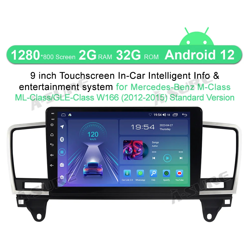 Radio Mercedes-Benz 12 GLE Navi Car 2012-2015 Android ML For 2+32GB WiFi X166 GL Stereo GPS W166