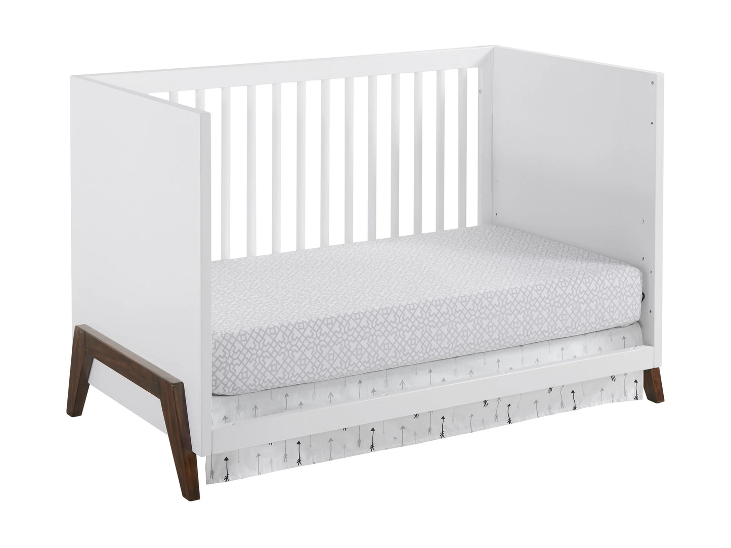 3-in-1 Crib Convertible Baby Modern Wooden Mari White & Island Oxford Crib, Walnut,