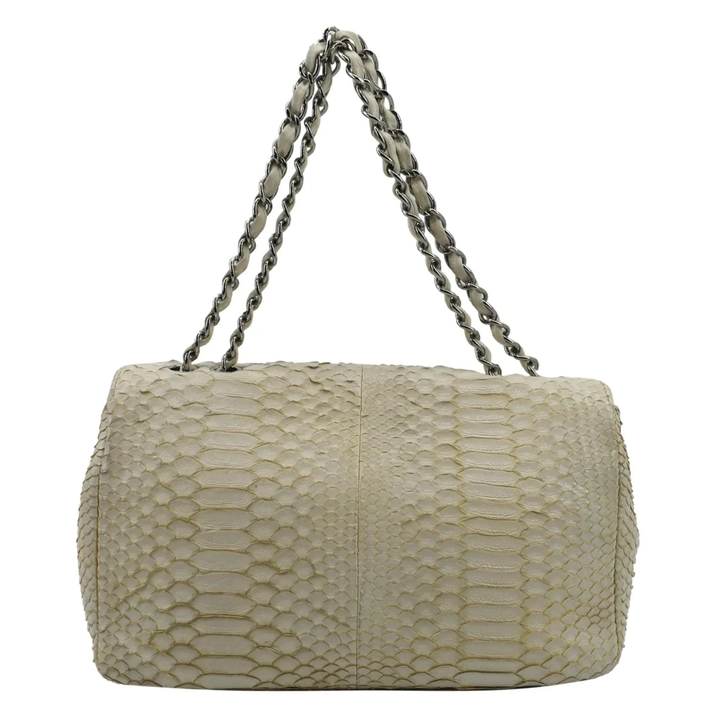 CHANEL Crossbody Pre-Owned Leather Ivory Flap Python Bag