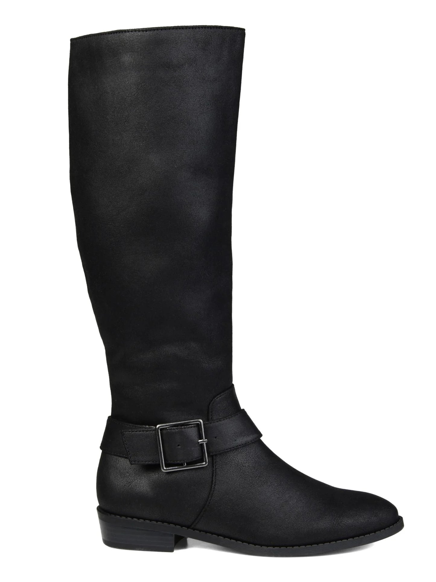 7.5 Almond Boot Accent Wide JOURNEE Goring Calf Womens Calf Toe Black Block Riding X Heel Buckle Wide Winona COLLECTION Extra WC Zip-Up