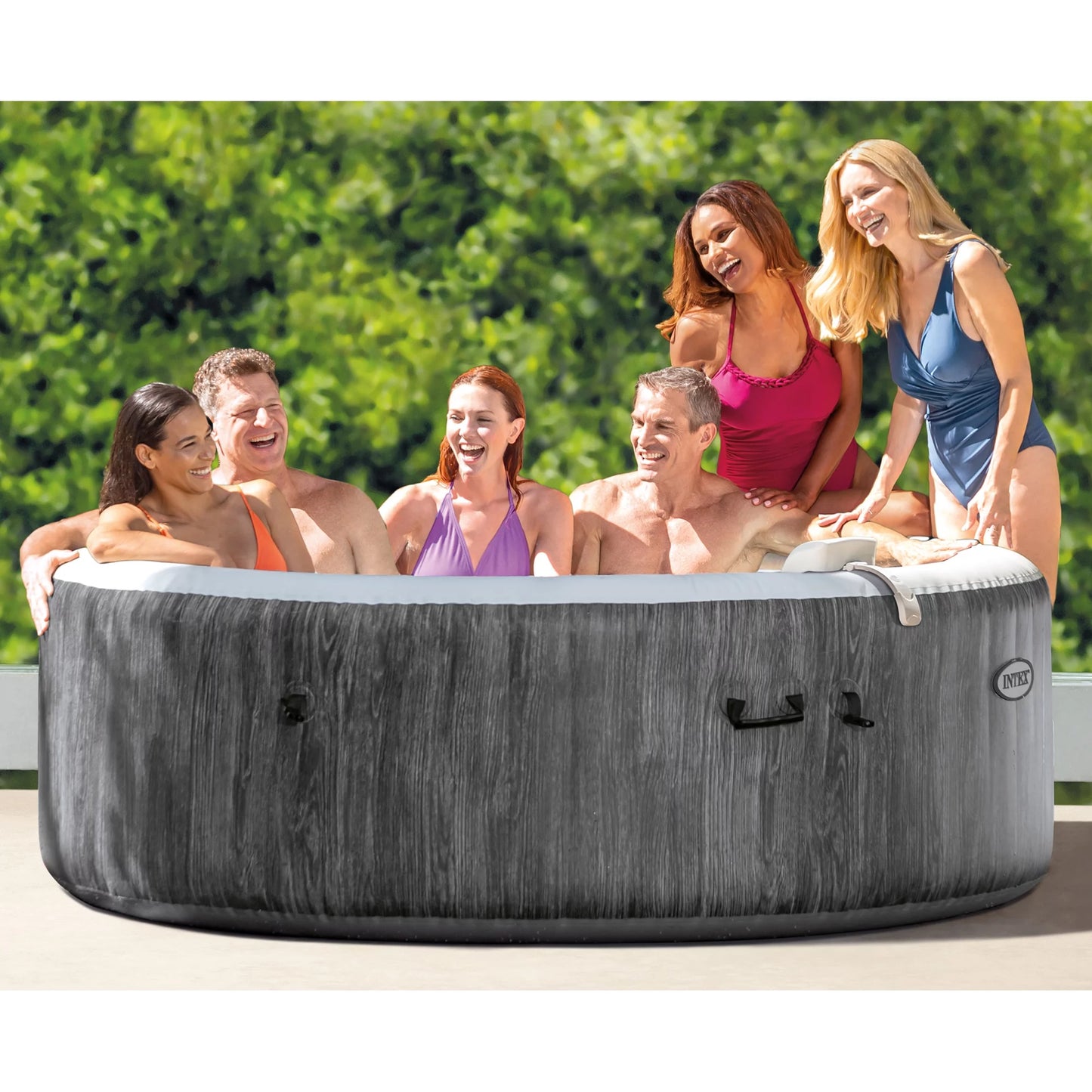 PureSpa Inflatable Hot Intex Greywood Jet w/ Spa Benches Accessory Tub Plus