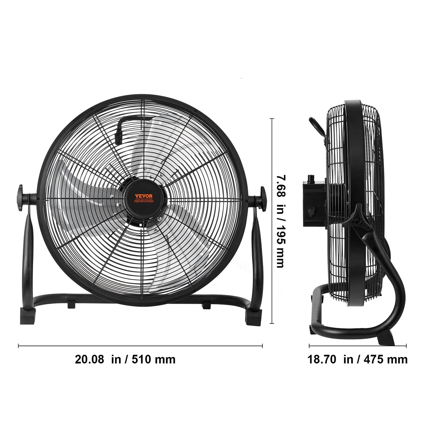 Cordless Fans Variable Tilt Heavy 360 SKYSHALO 16-inch Fan Degree Metal Speed Duty