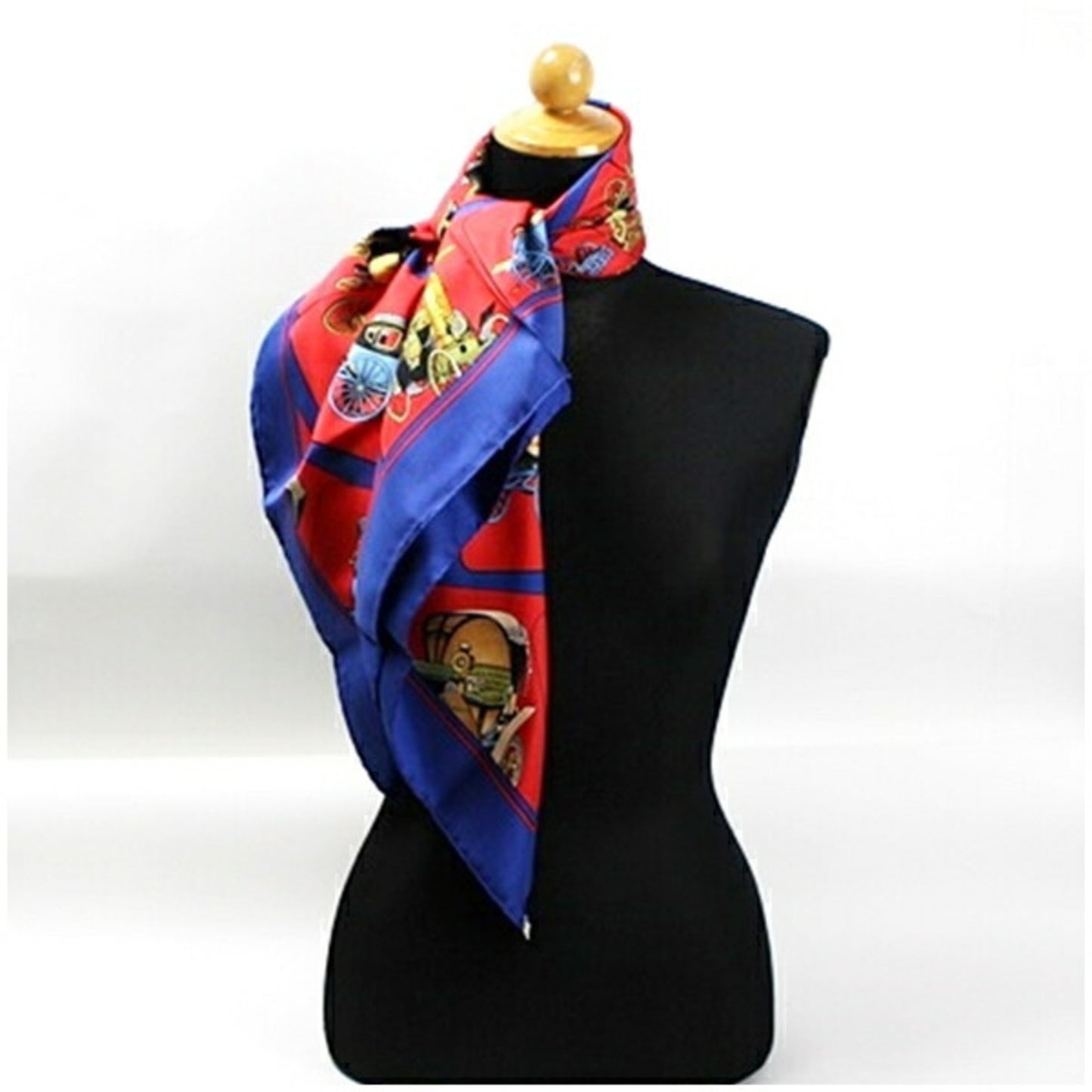 Women's Red Silk HERMES Hermes Pre-Owned Blue x CARROSSERIE Scarf Carriage) (Spiral Muffler (Good)