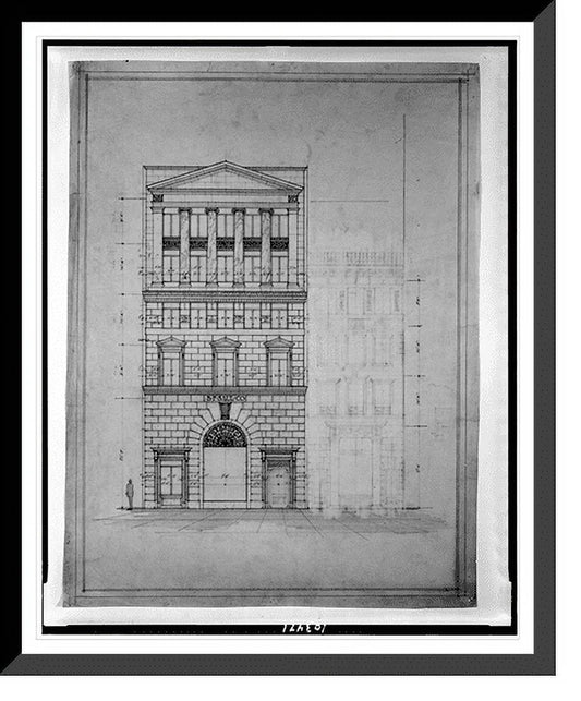 [Two Saul N.W., (15th Street, North Print, x Front. Washington, 21-7/8" 17-7/8" building Elevation], Framed D.C.). B.F. for buildings Historic office