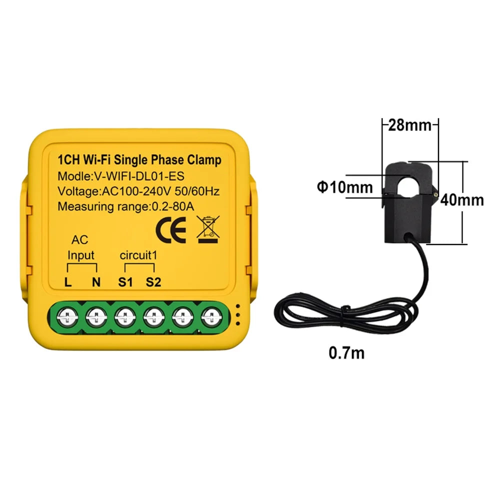 Meter Smart Clamp 100-240v Consumption Consumption Solar Statistics Irfora Wifi Automatic Clamp Consumption voltage Consumption Solar Smart Smart 80a regulator, Current