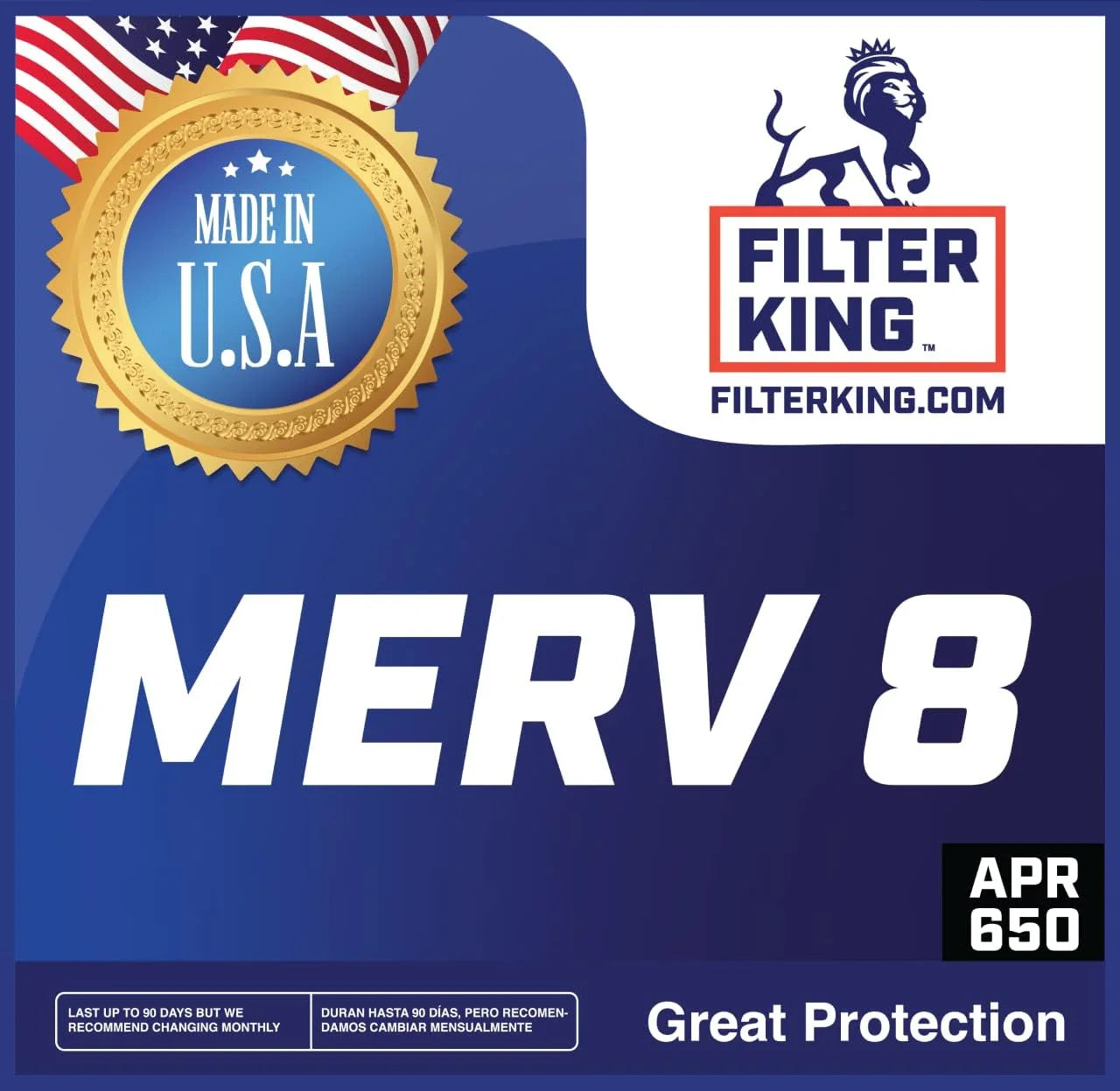 Filter x Pleated | King Filter 6 Size: HVAC Actual A/C | .75" IN | Air Furnace USA 8 x 6x54x1a | MADE 54 Filters 4-PACK MERV