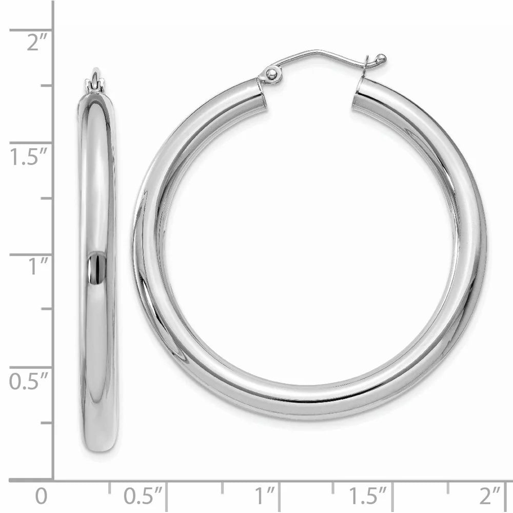 Polished Women Hoop Lightweight Real White Teens; and 14kt for Men for Gold Earrings; Tube 4mm and Adults