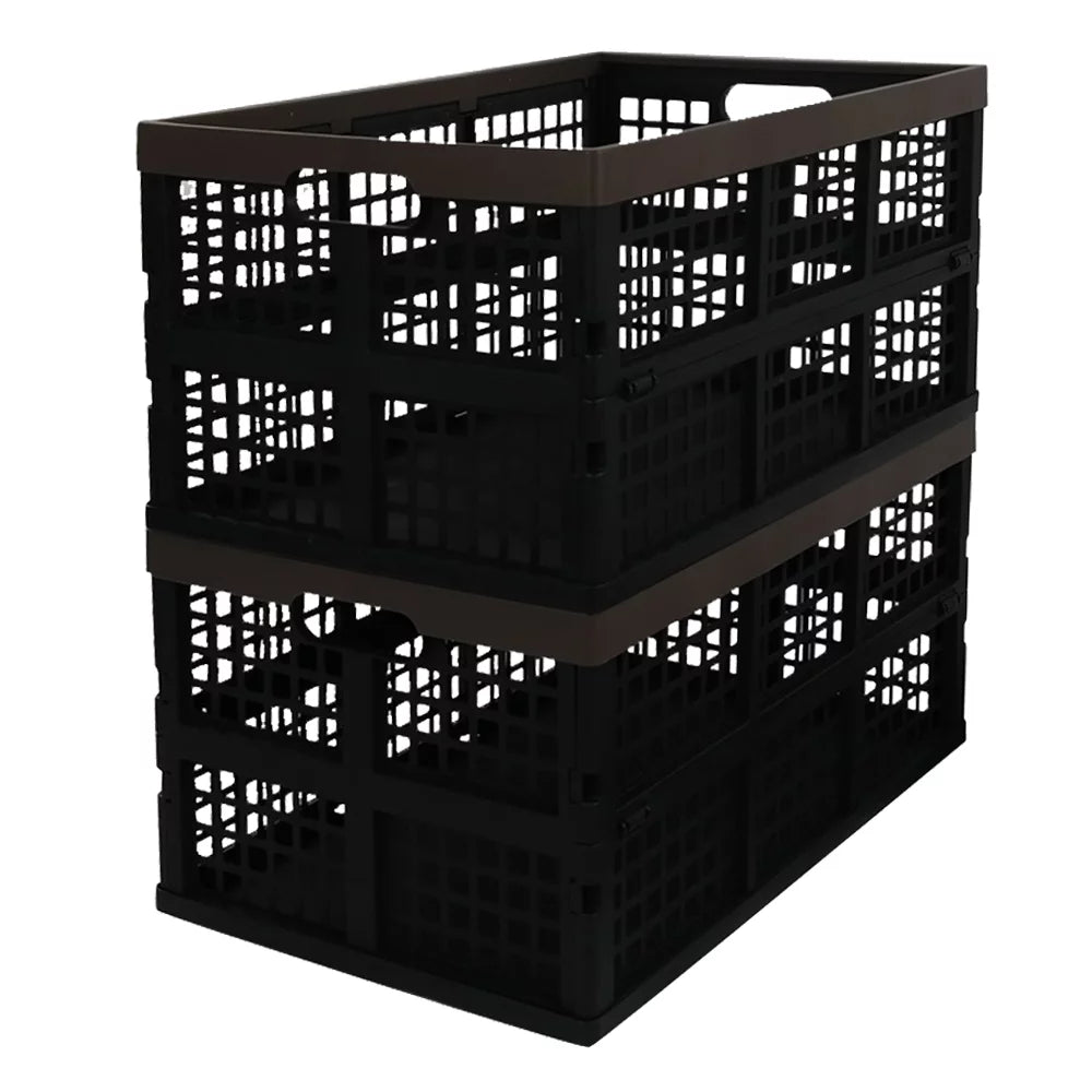 Morcte Folding L Collapsible 42 Stacking Plastic 3-Pack Basket, Storage Crates, Storage