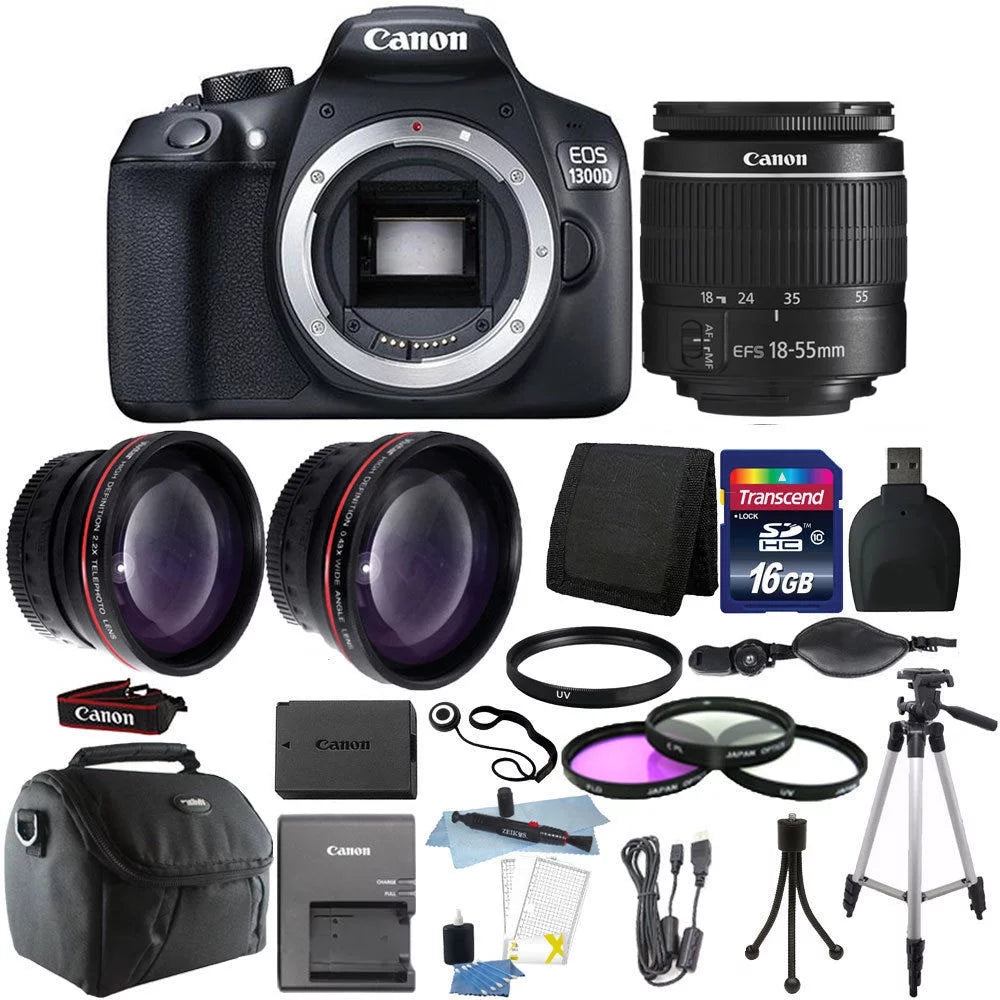 16GB 1300D/T6 Canon Kit + DSLR 18MP 18-55mm Camera + EOS Lens Accessory