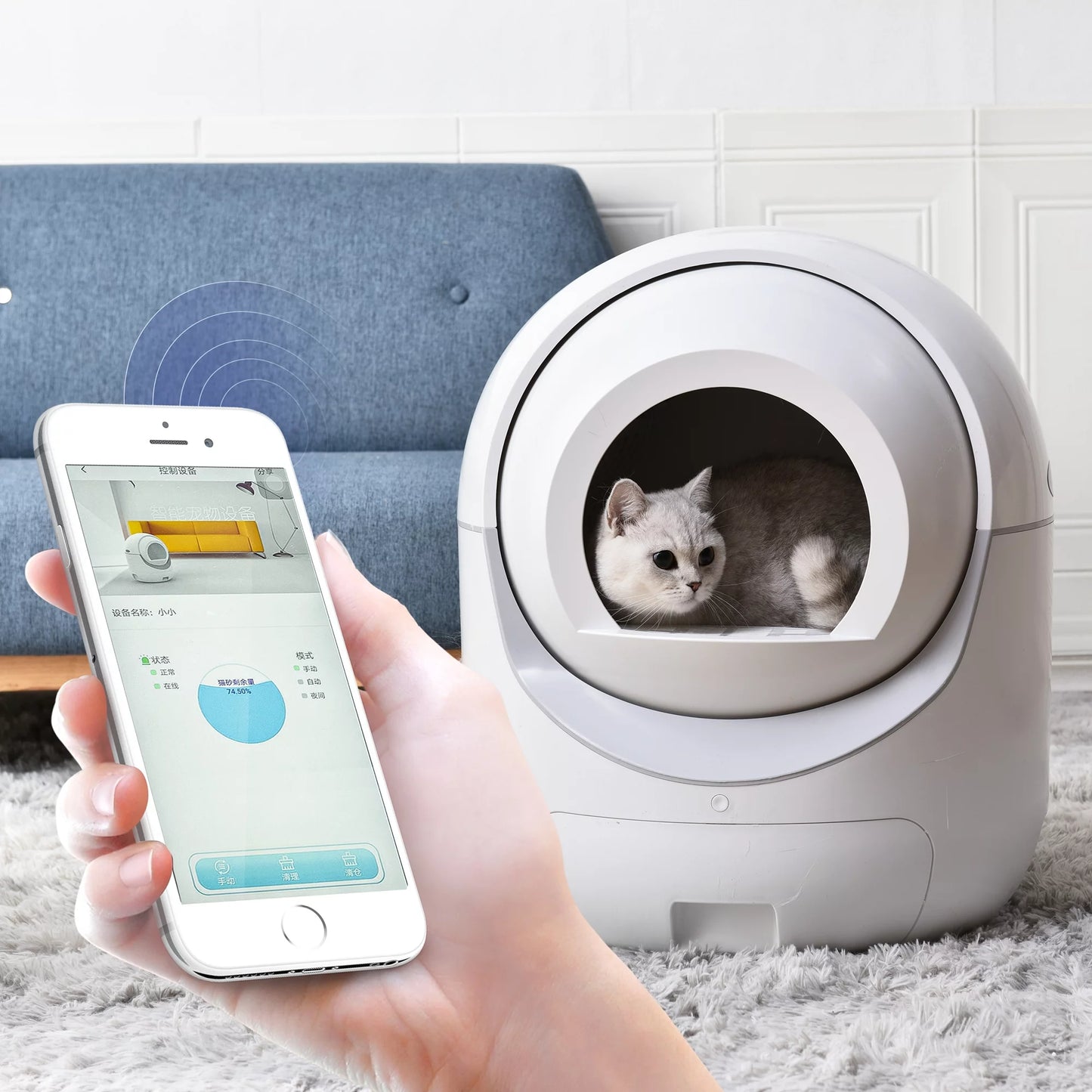 Litter Cat Smart Litter Cats App Multiple WiFi Control, 5G & Cleaning Litter Box, 2.4G Robot for Self Automatic Box, Support