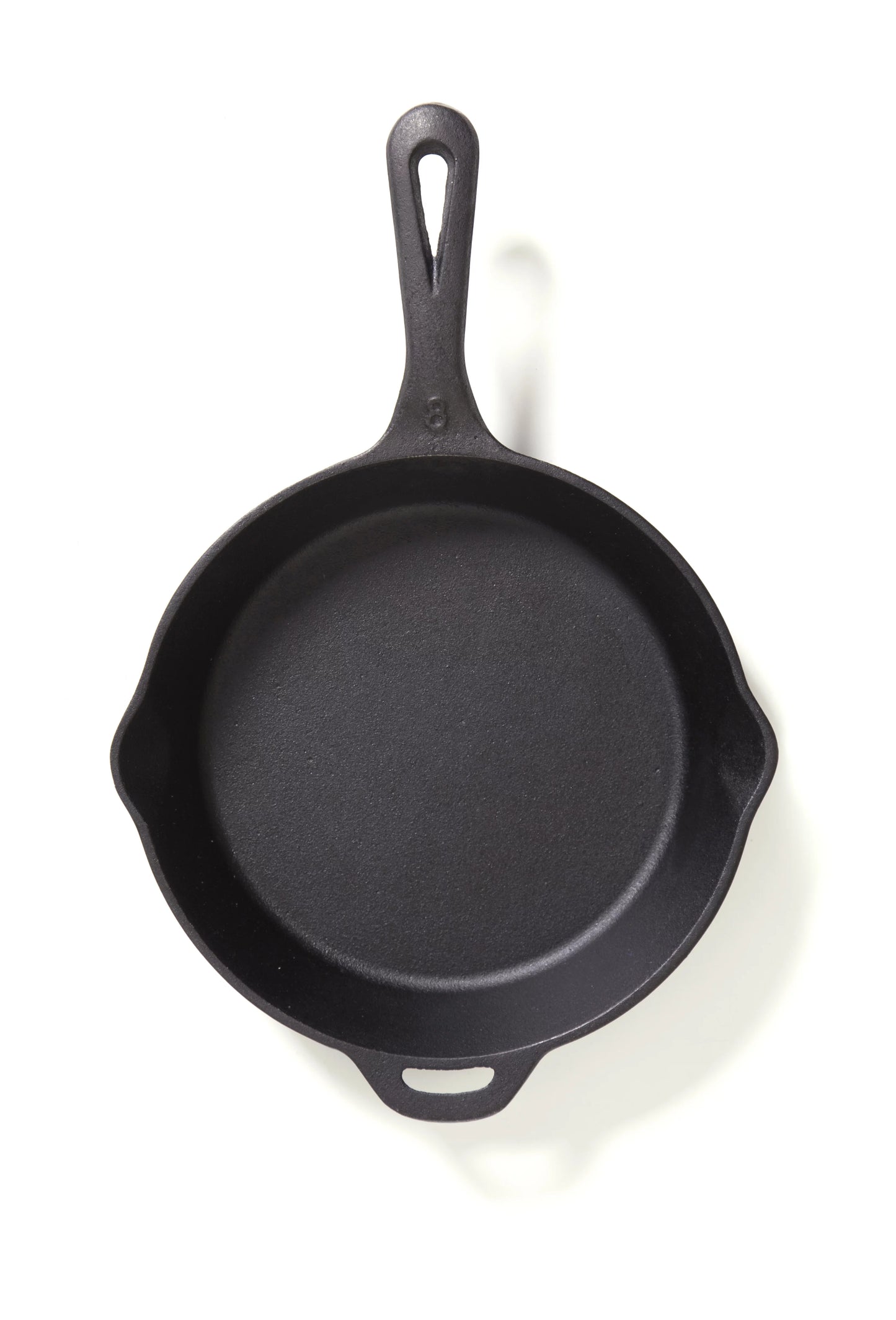 Cast Pour 8" Camp Skillet Iron Finish, Chef SK8, Dual Spouts True - Seasoned