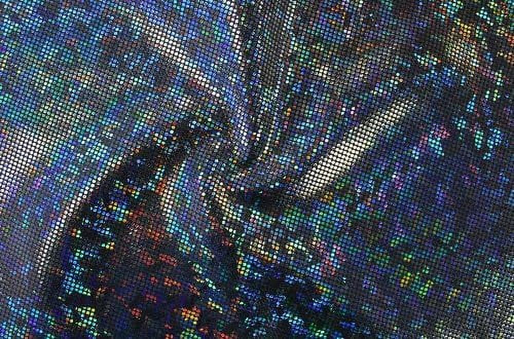 Etc. Glass 4-Way Dance For Gymnastics, Stretch Spandex Fabric Shattered Hologram-Black/Black- Swimwear,