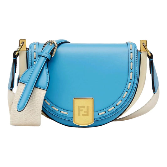 Cyber Leather Fendi Crossbody Satchel Moonlight Blue Bag