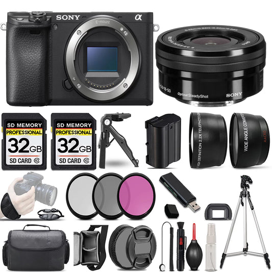 Camera Lens Sony Filter a6400 +16-50mm +64GB f/3.5-5.6 OSS Mirrorless +3 PC