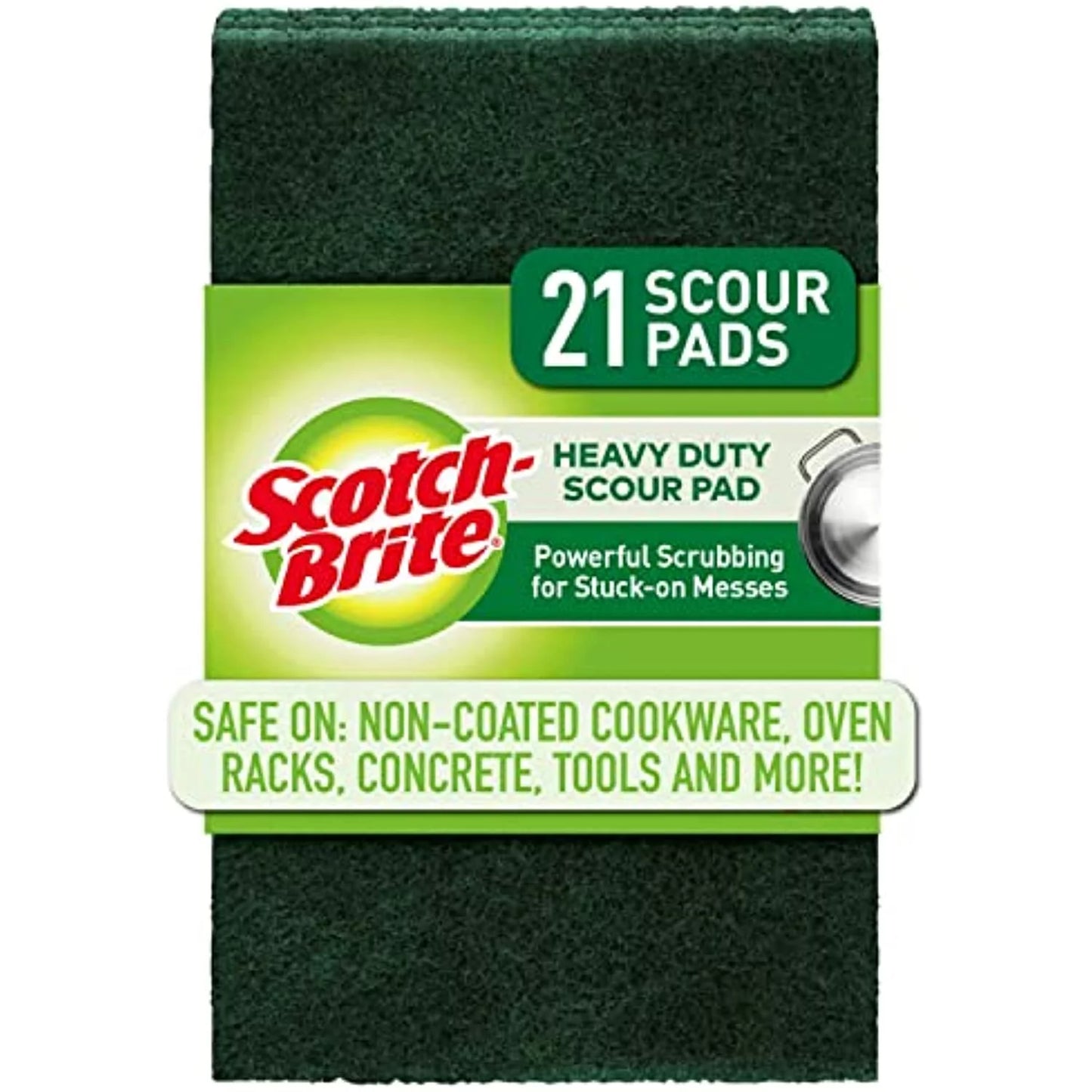 21, Heavy Scour Green Scotch-Brite Duty Pads,