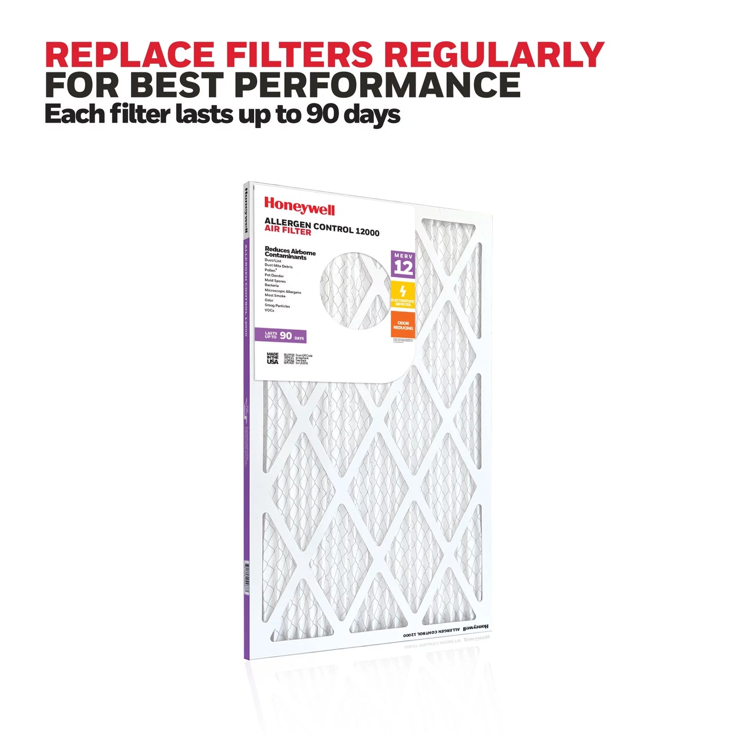 MERV HVAC Honeywell Filter Furnace Pleated -4 12 Air Pack 16x20x1