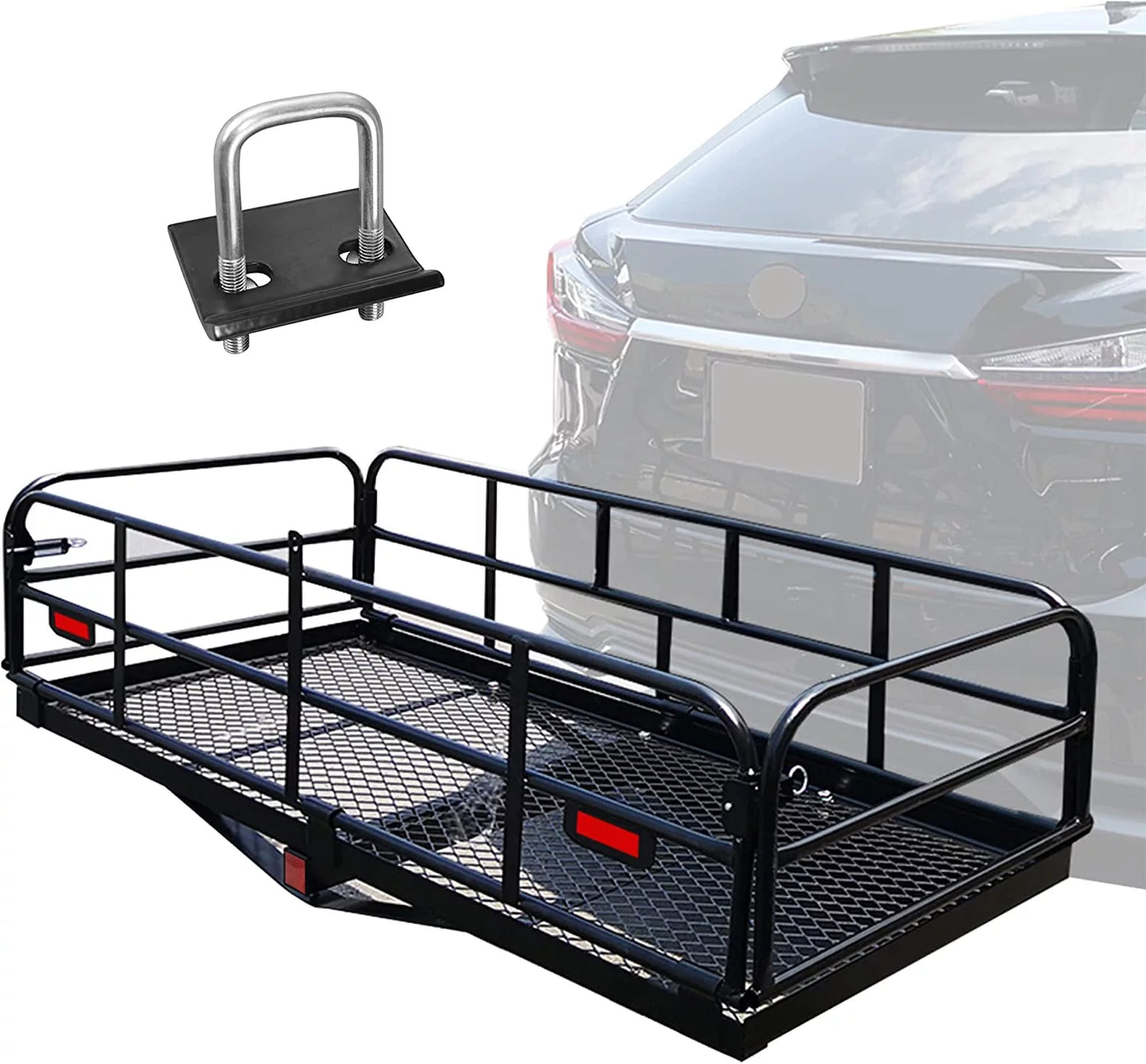 Carrier Duty Receiver Cargo Basket Hitch Cargo Heavy Rack Rear SUV WAGEE Luggage 500 Camping x Car 24" Traveling Lbs 14.4" Folding Mount for x 2" 60" Fits