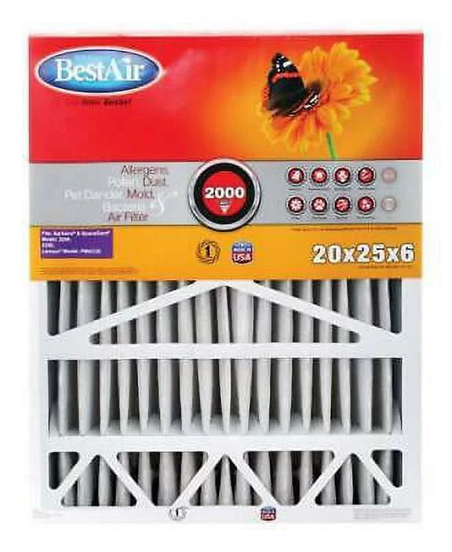 x W H x Air 25 20 in. MERV of (Pack BestAir 6 Filter Pleated 2) in. D 11 in.