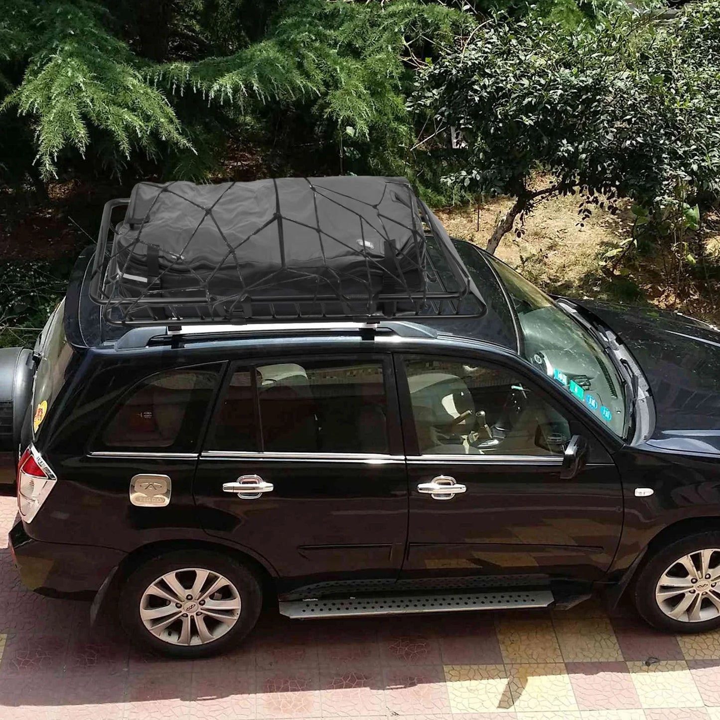 Roof iMounTEK Elastic with Rack 220lbs Capacity Heavy Universal Top Basket Luggage Black Car Hook Cargo Holder Duty Cargo Rack Carrier Strap Net 63x39x6.3in,