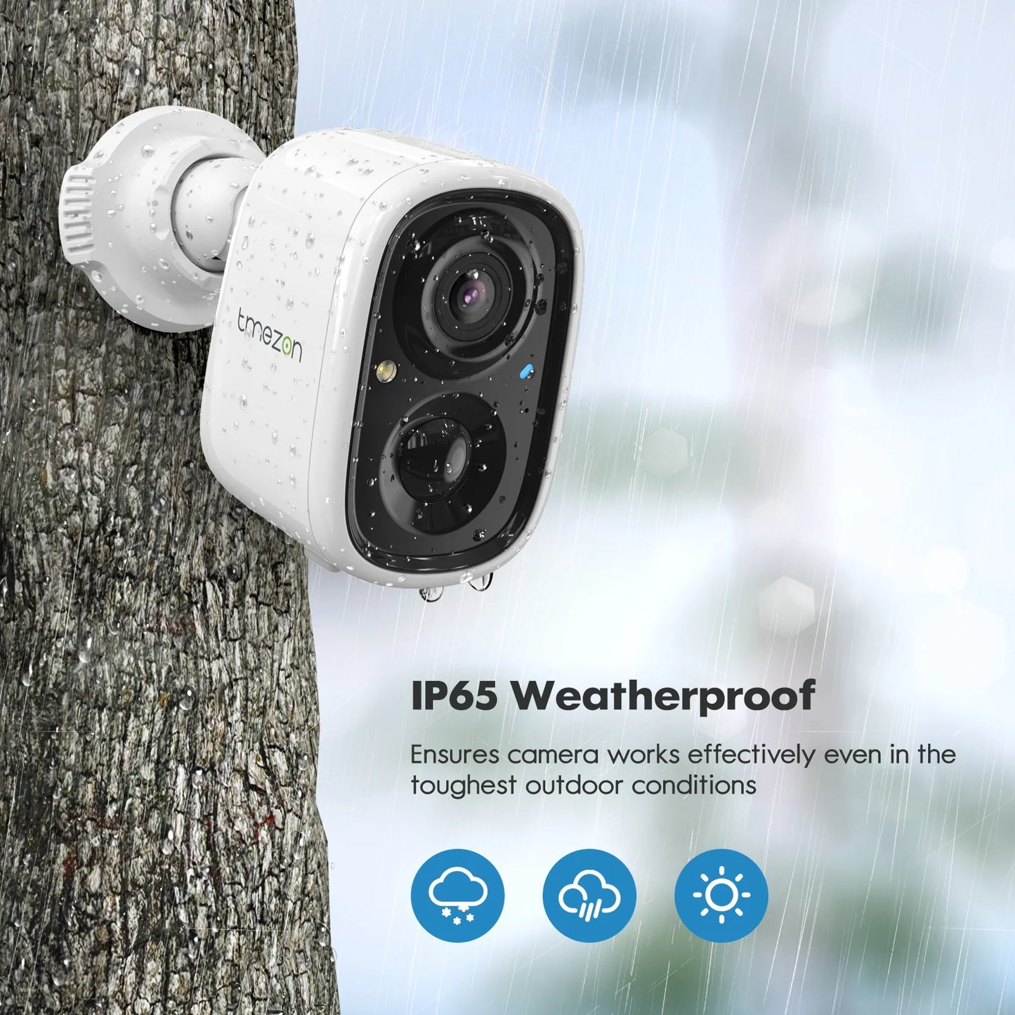 Security SD/Cloud WiFi Waterproof, Night 2 TMEZON Home Wireless 2K Audio, Motion Vision for Outdoor Battery Powered Camera Surveillance Camera Way Detection, with AI Rechargeable