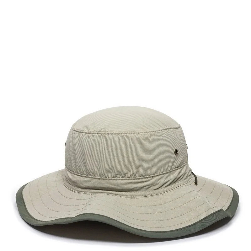 Leather Explorer Khaki Hat Outdoor BH-600 Sunblock Cord Chin Cap