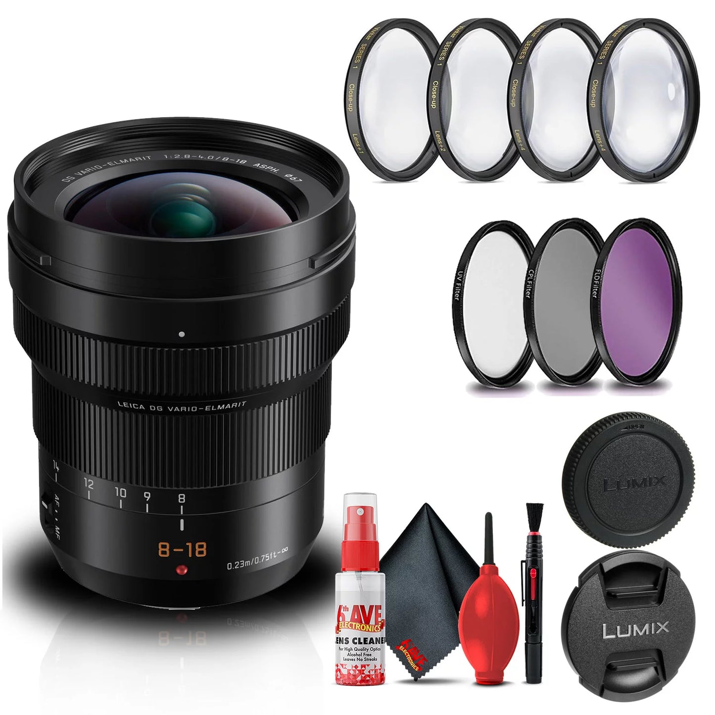 f2.8-4 8-18mm 67mm DG Filter Panasonic Lens Leica Bundle Kit with Vario-Elmarit