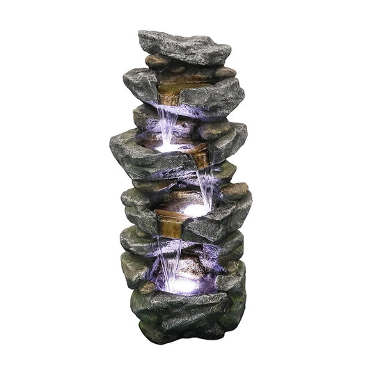 Kmowoo Fountain with Rock High Stacked Lights Water Simulated LED 40inches