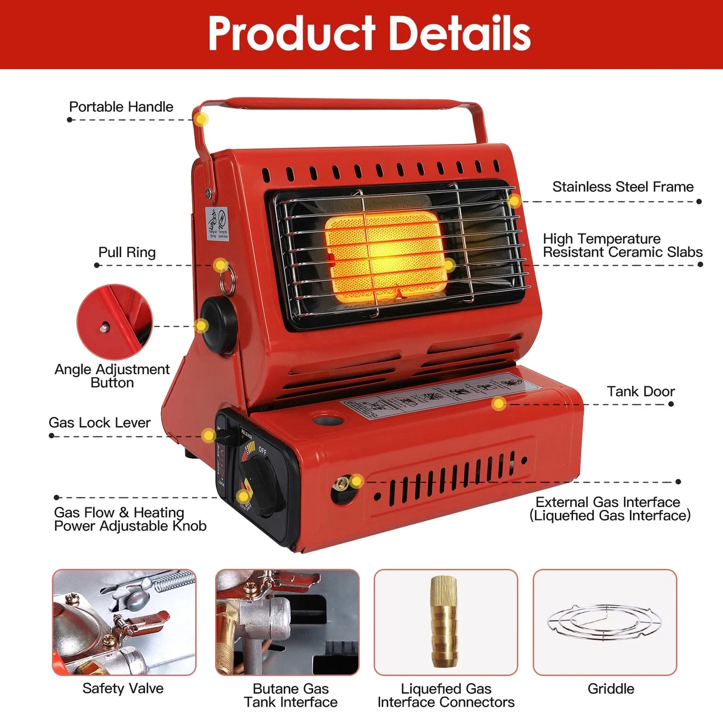 1 Heaters Heater Gas 2 Butane Camping Portable Fishing in Inside Home Burner iMounTEK for Use,