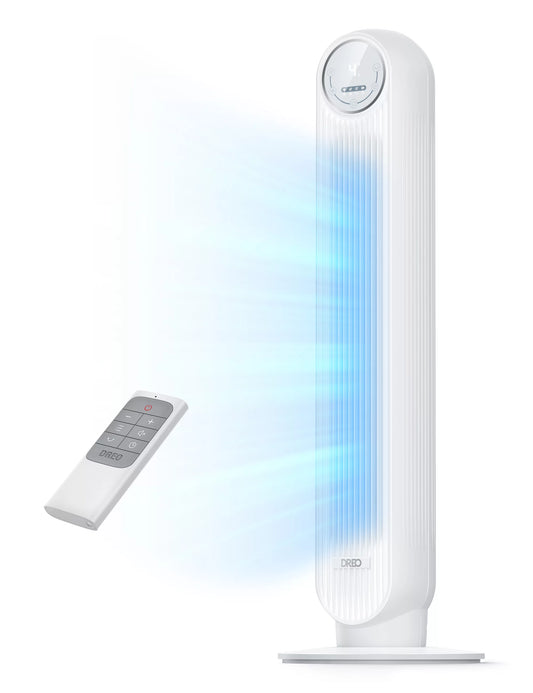 Control, 4 Speeds, Fan, Oscillating, Remote, with Voice Smart Dreo Tower 4 Modes, Fan Quiet Timer，white 90° 8H WiFi