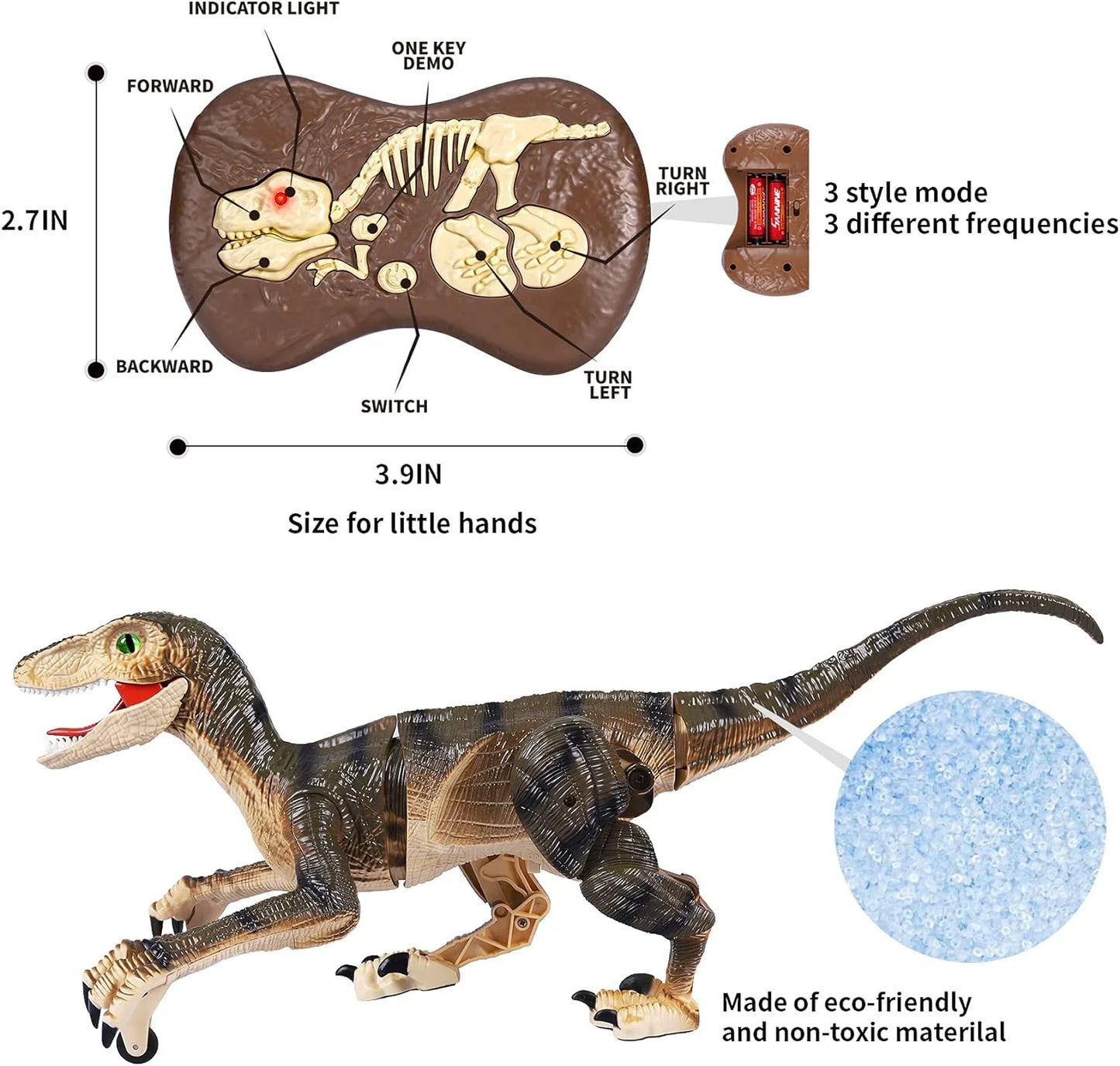 Light Gift Control Toy with Dinosaur for Years Remote Head, Age Walking up 3-12 Eyes, Shaking Sounds, Toys Roaring Kids 3D Dinosaur