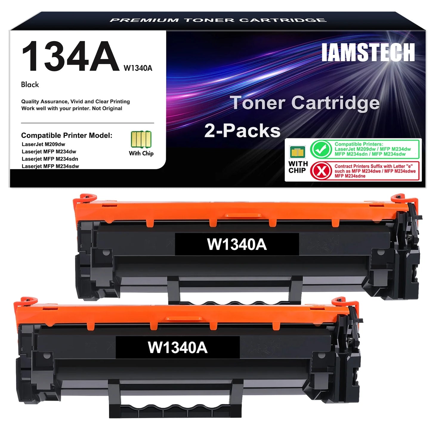 134X Cartridge Ink Toner (Black, Chip) M209dw Toner 134A 134A M234sdn W1340A Compatible M234dw 2-Pack) Printer LaserJet 134X MFP W1340X HP HP M234sdw for for (with