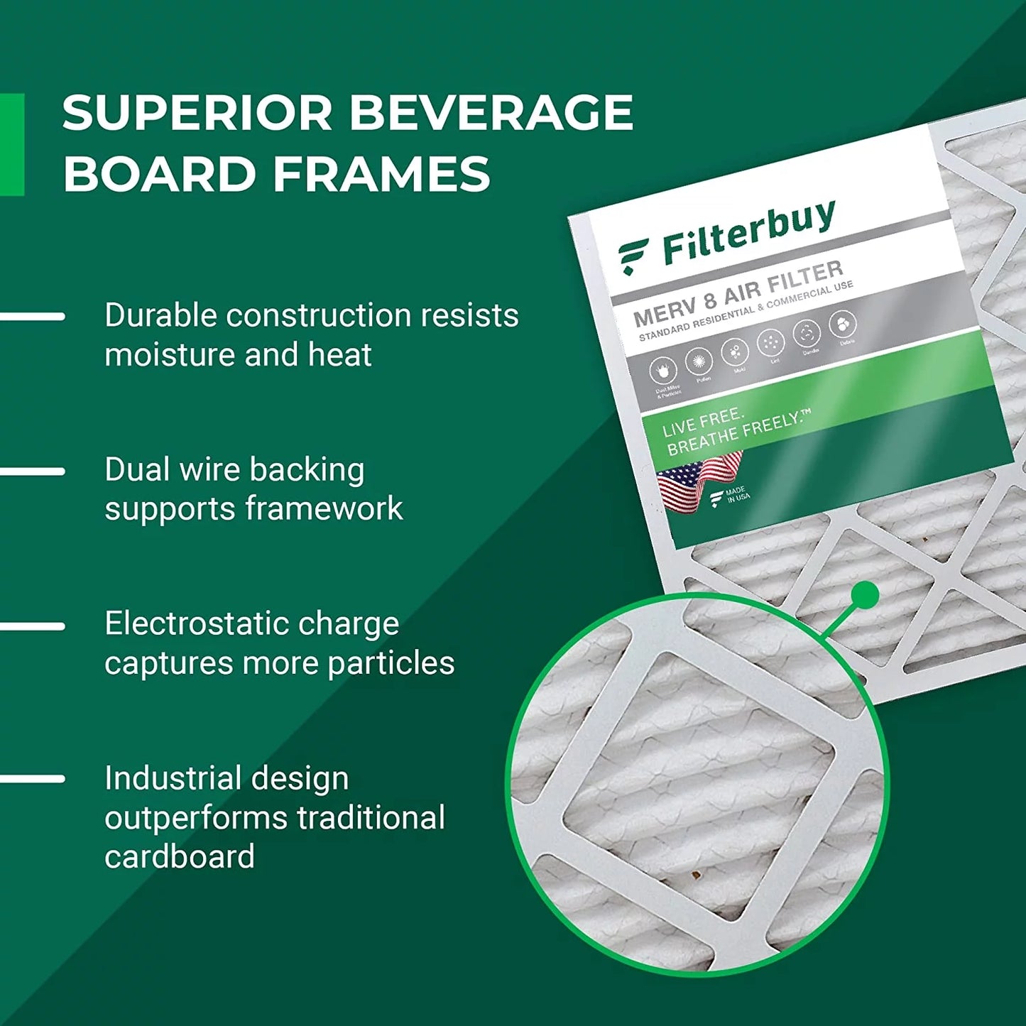 and Filterbuy Filters HVAC Furnace Carrier, for Pleated MERV 8 & BDP, (1-Pack) Air Payne AC Bryant, 20x23x5 Day Night,