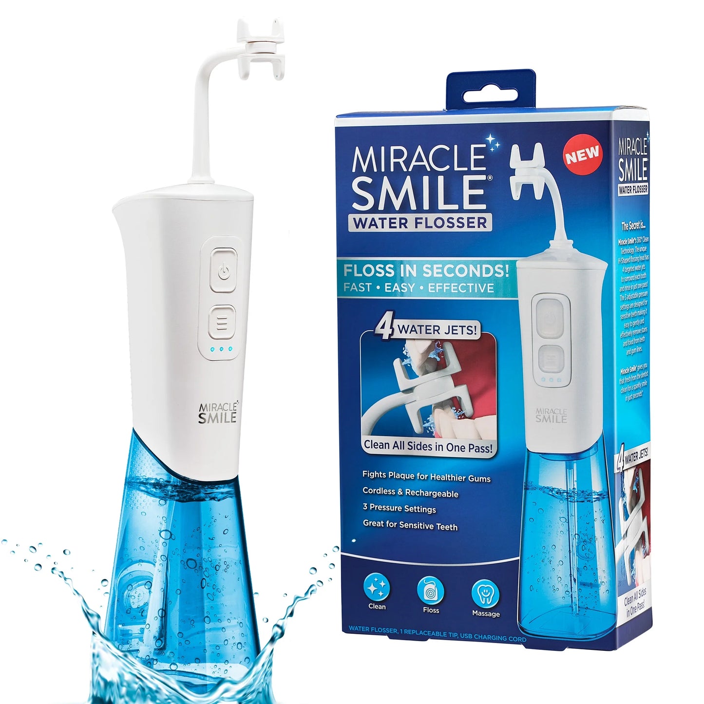 Easy Refill Water Portable Smile Water Miracle Rechargeable Water Flosser, Dental Flosser, Tank