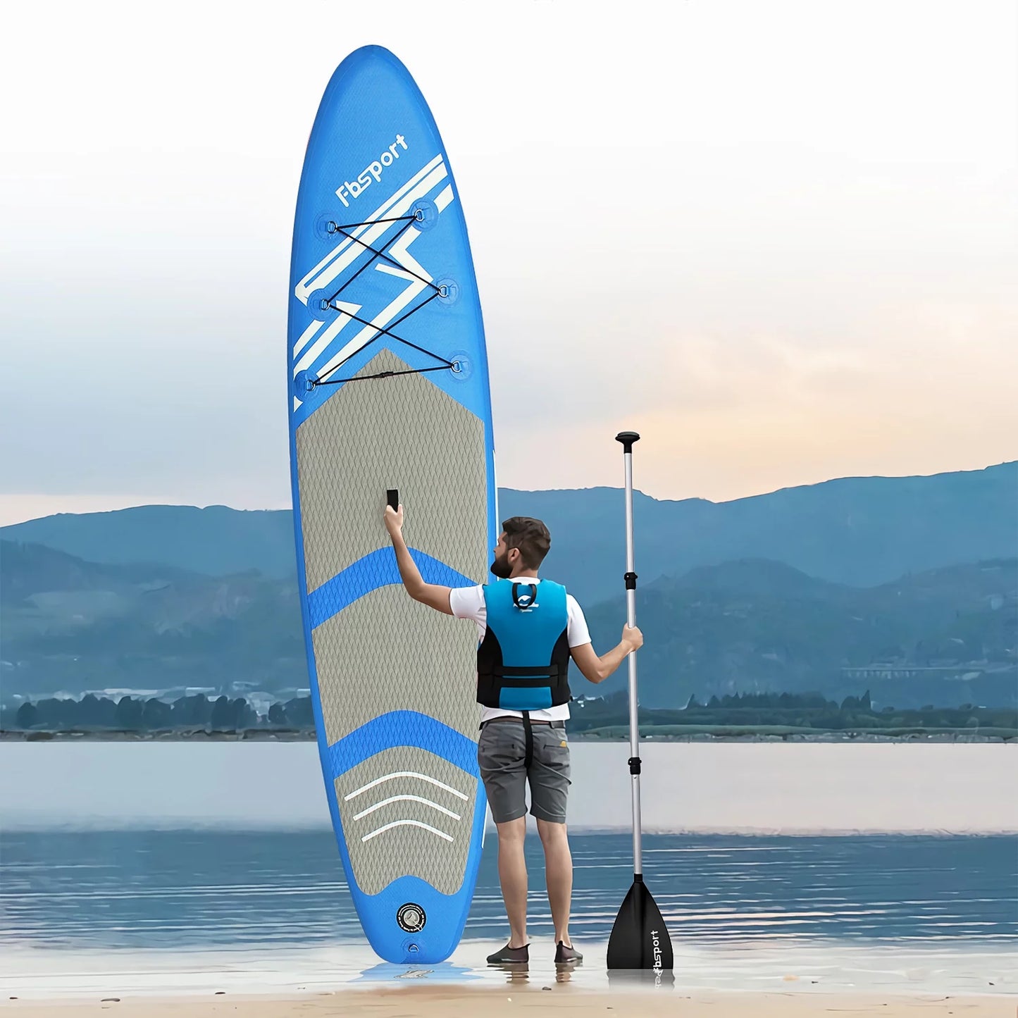 Up & Carry SUP Non-Slip Ft Bag, Boat Paddle Inflatable Control, 11 Surfboard Stand w/Complete Accessories Deck, Thickening Board FBSPORT Surf Standing