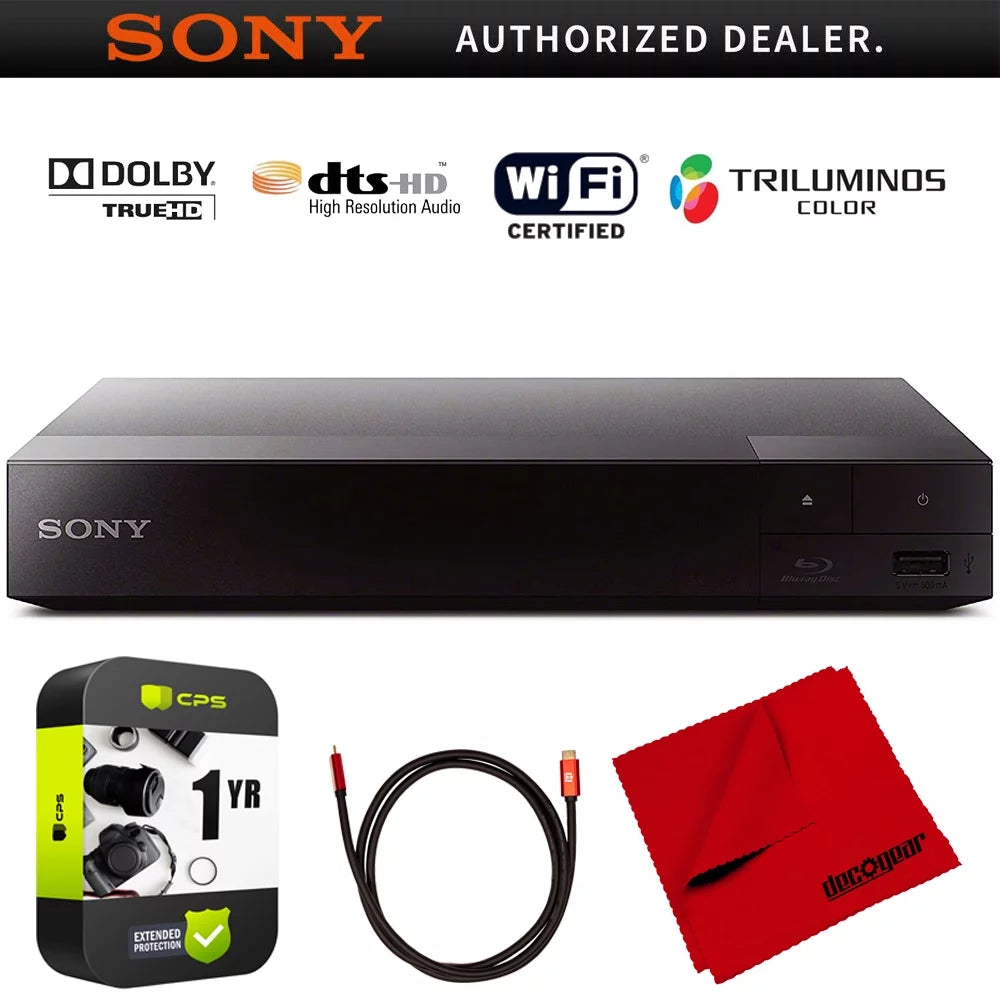 and Speed With TV Disc Bundle Deco Screen Microfiber 2.0 HDMI ft BDP-BX370 Cloth Sony High Streaming Blu-Ray Cable with Player - WiFi Gear 6