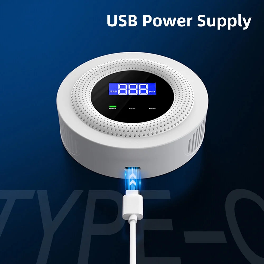 Tuya Concentration Live Display Gases Remote Device Prompt Supplys Power Decible with Alarm Detection Voice High USB Leakage Wifi Alarm APP