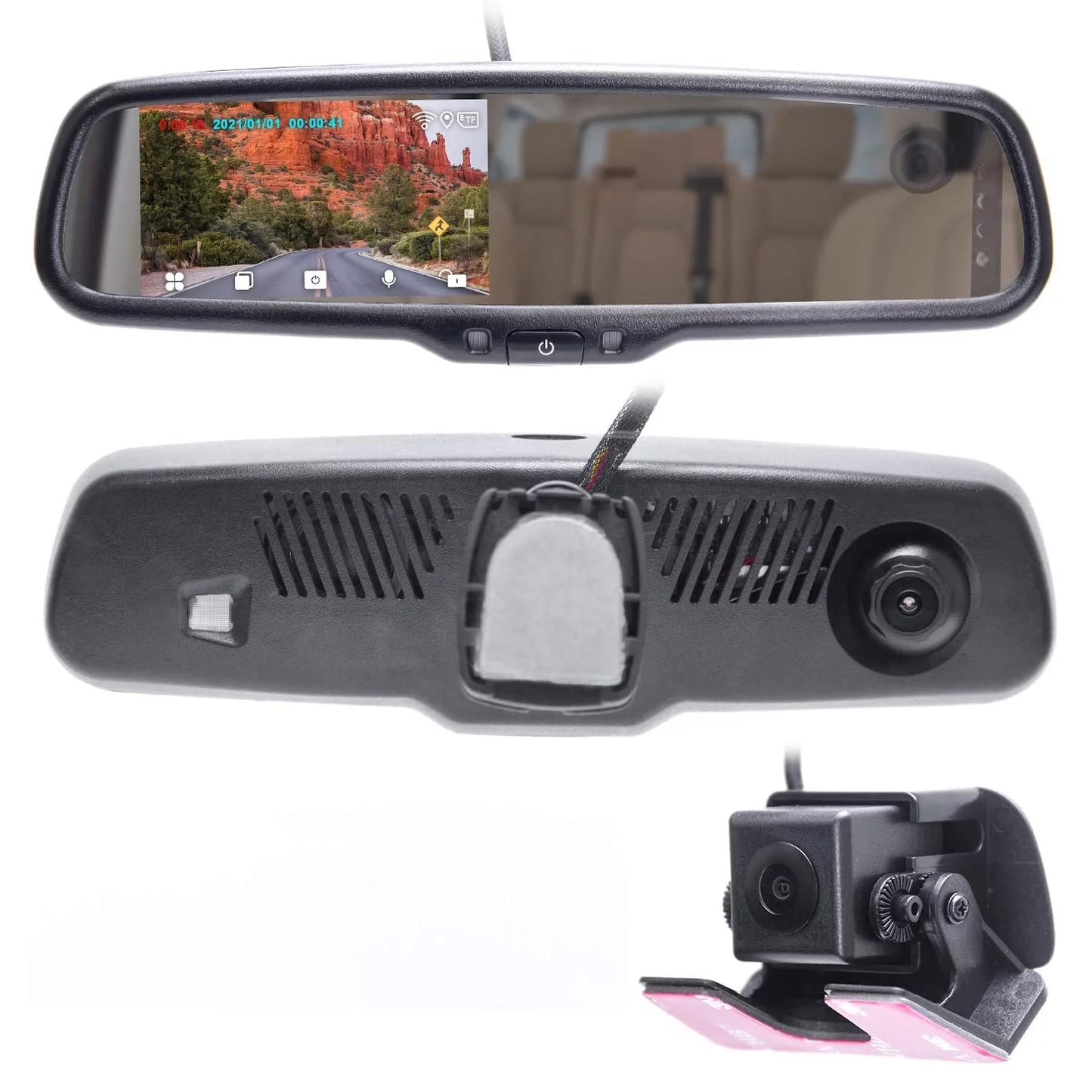 Tailgaters Enhanced Fit + Camera Universal Cam HD Mirror 4" Universal DVR with Rear Camera View Backup Dash Vehicle and Safety Master for - Dual Security LCD