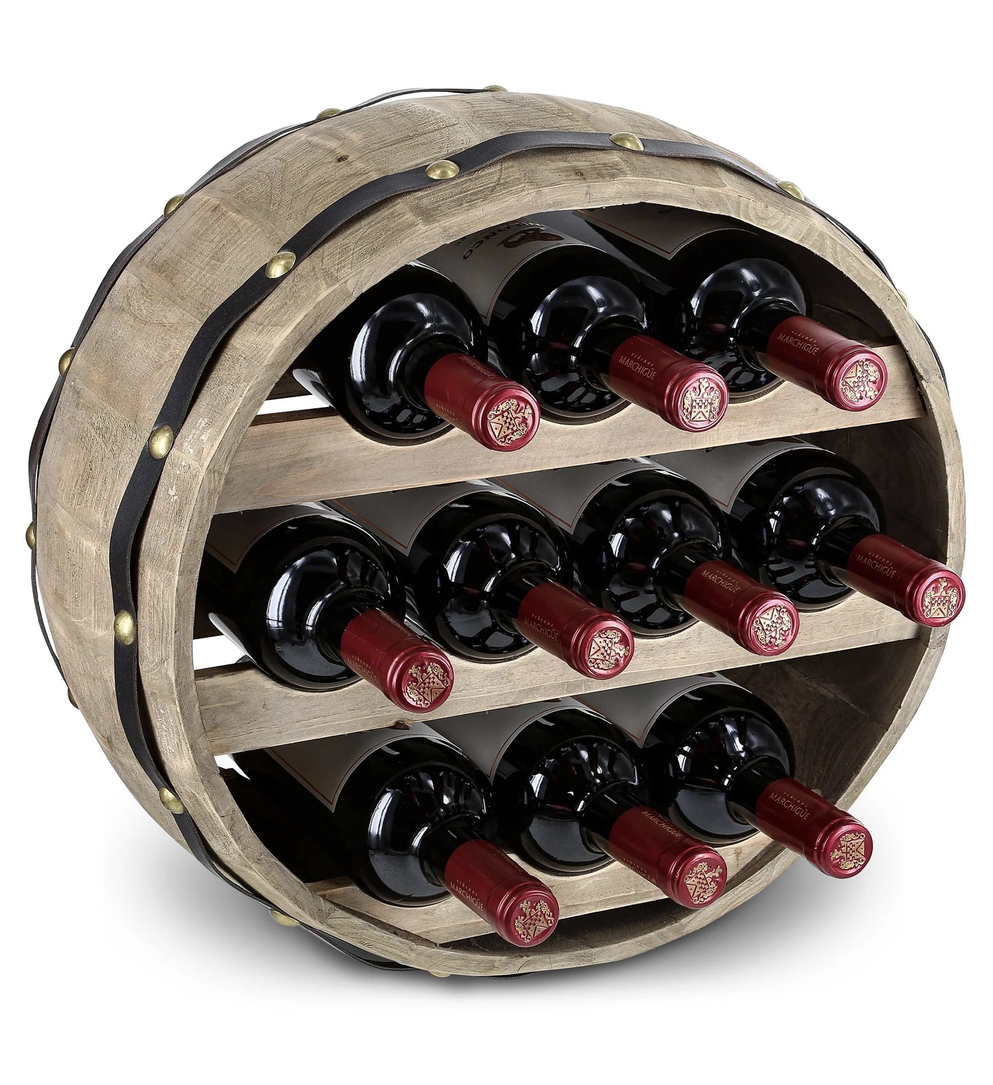 Wood Barrell Global Wall Cota Mounted Natural Rack Wine