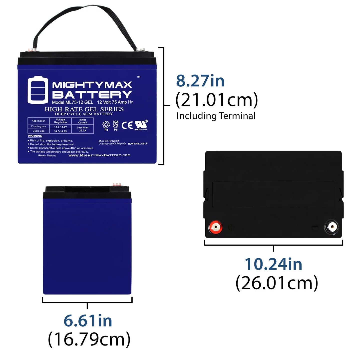 R-4000 12V Quantum Replacement Battery 75AH for Q6000Z,Pediatric, GEL