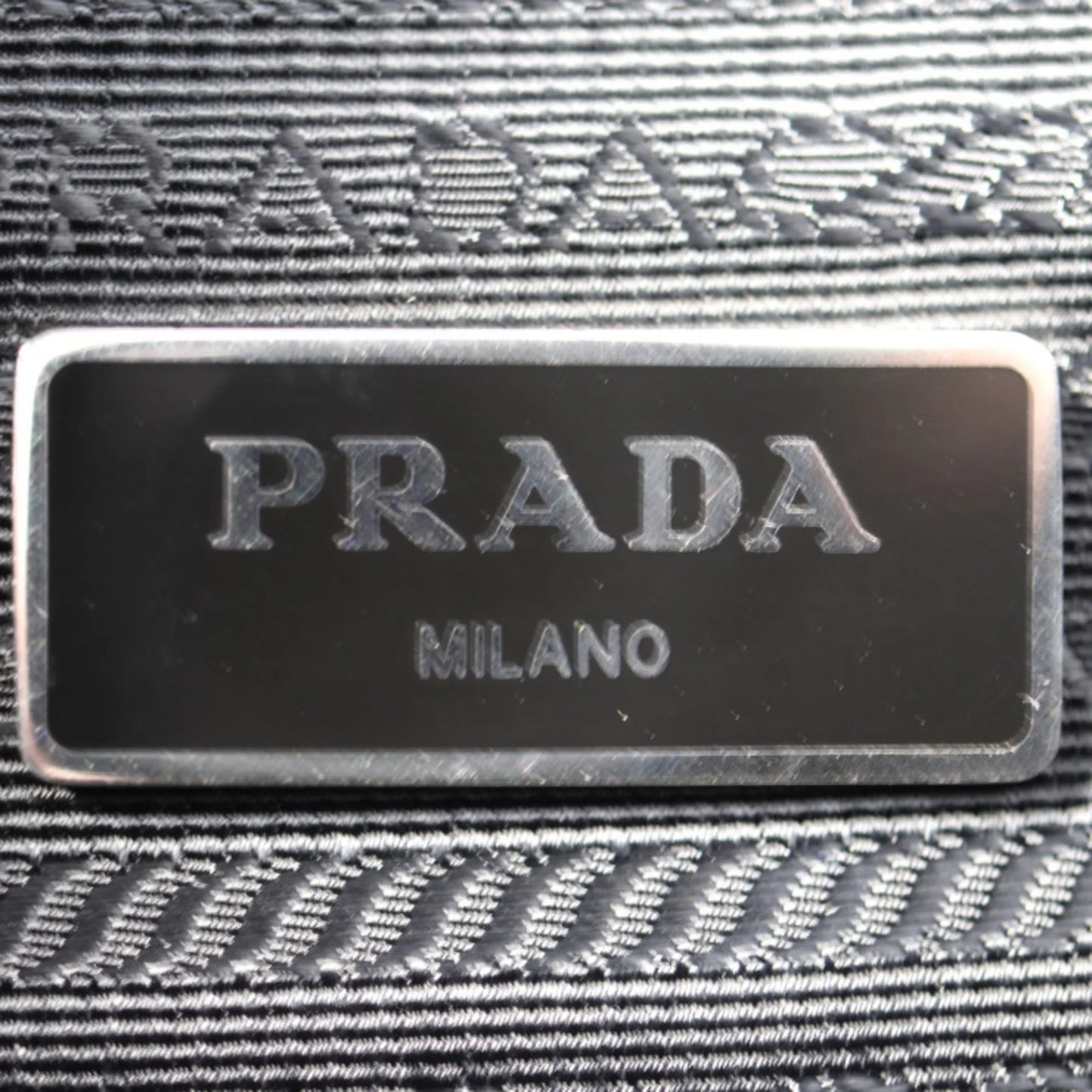 black silver leather 2VD951 logo triangle mark bag shoulder (Good) metal Pre-Owned messenger fittings Prada PRADA nylon