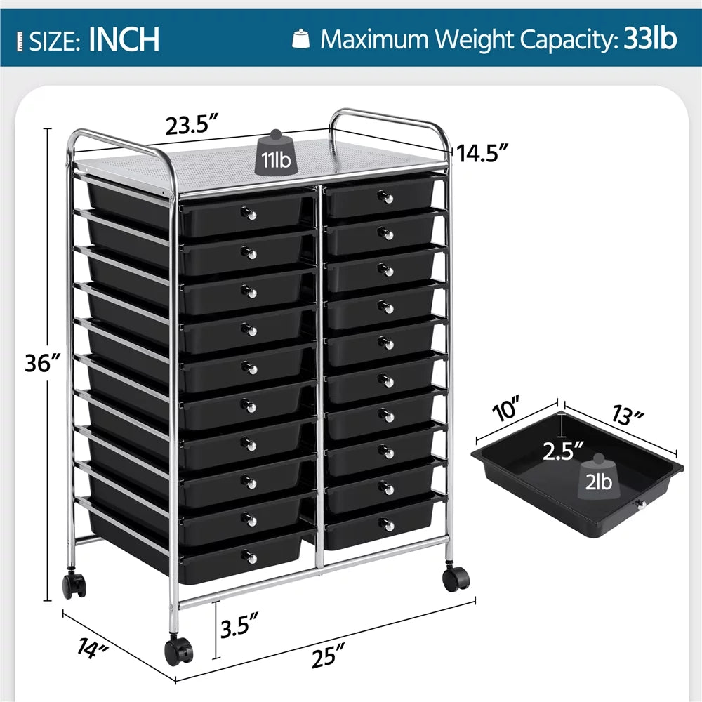 Office Storage Wheels Black Scrapbook 20 Organizer, Topeakmart Cart Rolling on Organizer Bin School Drawers Paper