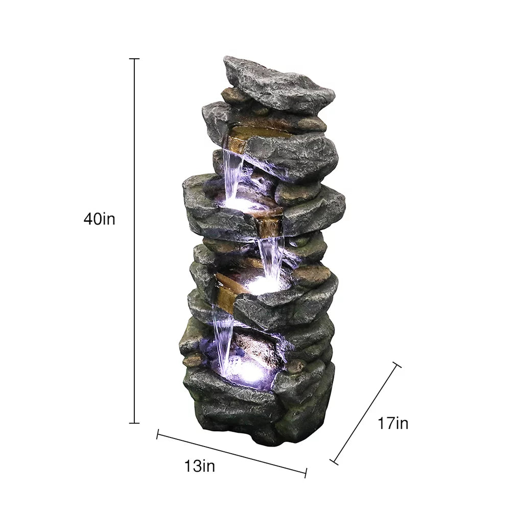 Kmowoo Fountain with Rock High Stacked Lights Water Simulated LED 40inches