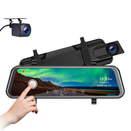 Cam Camera Full for View Cars Mirror Backup Waterproof 10-inch IPS Touch Rear with Mirror Screen Camera Dash 1080P TOGUARD