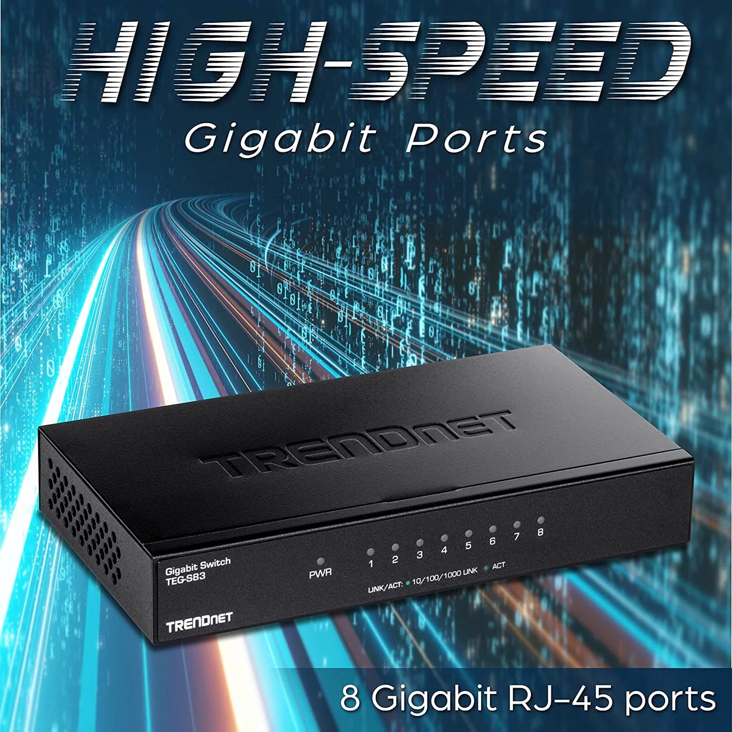 Ports, Switch, TEG-S83, Gigabit x Gigabit 8 8-Port Capacity, Switching 16Gbps Design, RJ-45 Desktop Fanless