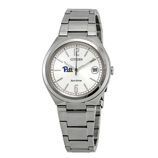 Stainless Silver Steel Eco-Drive Pitt Panthers Watch Women's